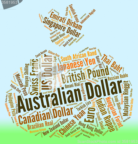 Image of Australian Dollar Means Worldwide Trading And Currencies