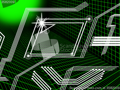 Image of Green Lines Background Means Tech And Data Routes\r