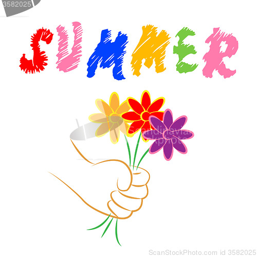 Image of Summer Flowers Represents Flora Blooming And Petals