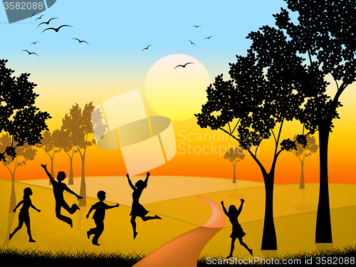 Image of Countryside Kids Indicates Free Time And Outdoor