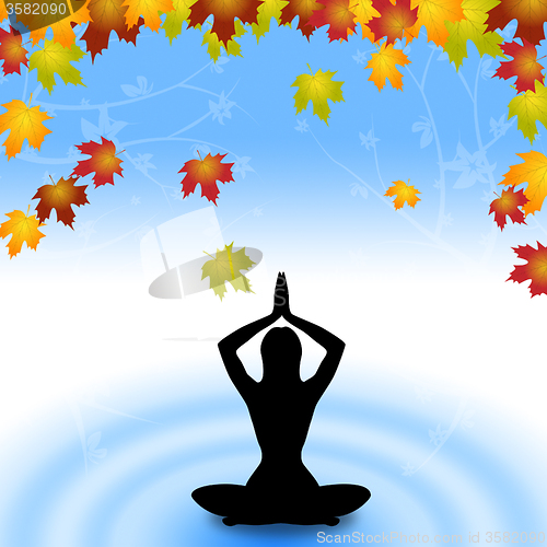 Image of Yoga Leaves Indicates Meditate Relaxation And Plant