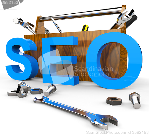 Image of Search Engine Optimization Shows Gathering Data And Advertising