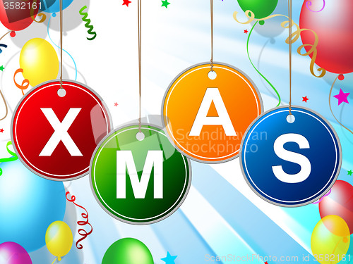 Image of Happy Xmas Indicates Christmas Greeting And Celebrate
