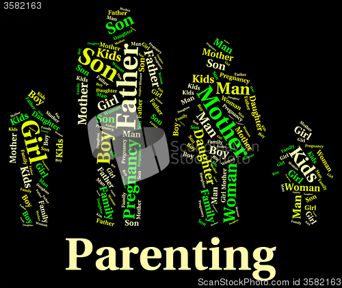 Image of Parenting Words Indicates Mother And Baby And Child