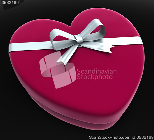 Image of Gift Heart Means Valentine Day And Gift-Box