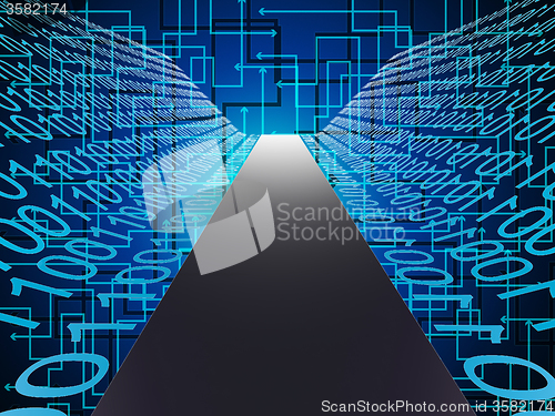 Image of Digital Path Represents High Tec And Data