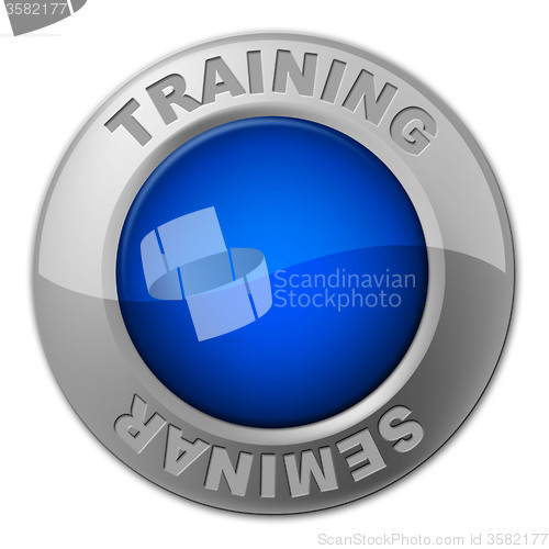 Image of Training Seminar Button Shows Conference Learning And Webinar