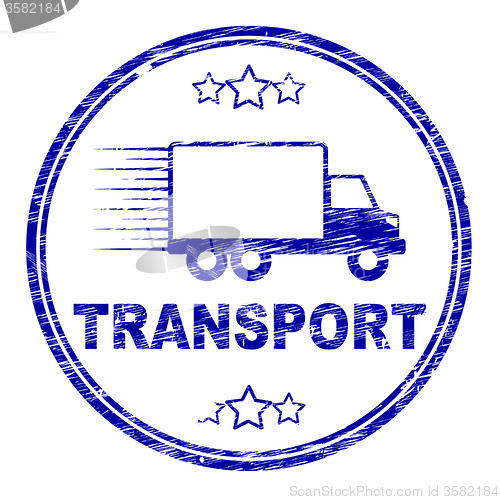 Image of Transport Stamp Indicates Parcel Courier And Delivery