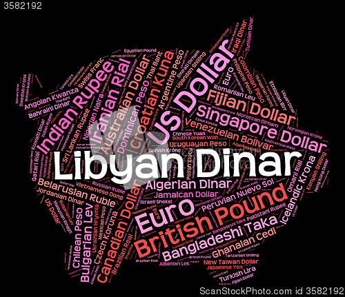 Image of Libyan Dinar Shows Worldwide Trading And Currencies
