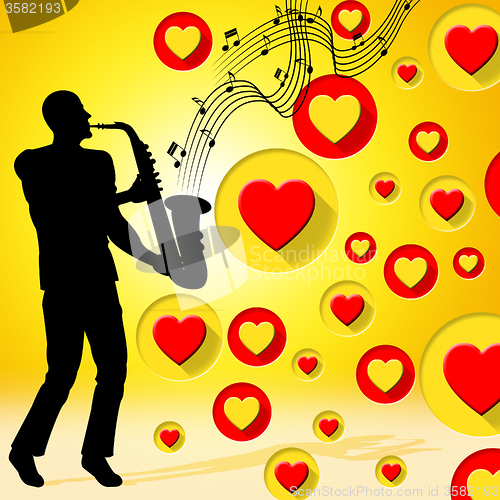 Image of Saxophone Music Indicates Valentine Day And Acoustic