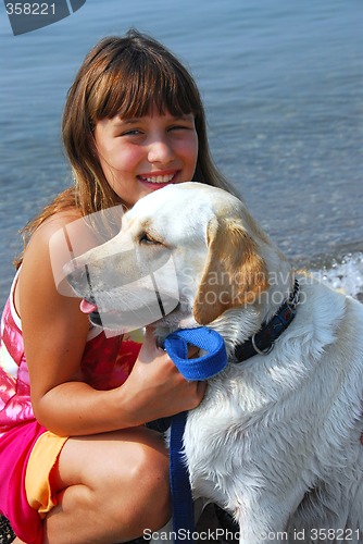 Image of Girl dog portrait