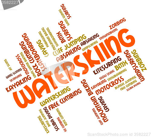 Image of Waterskiing Word Indicates Watersport Watersports And Sport