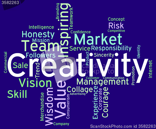 Image of Creativity Words Indicates Design Concept And Artistic