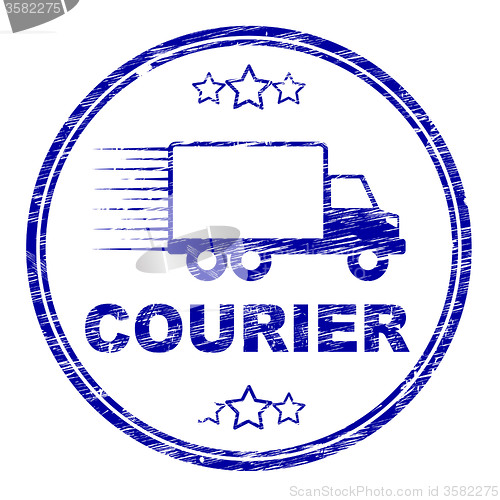 Image of Courier Stamp Means Delivery Shipping And Transport