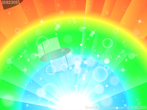Image of Bright Colourful Background Means Glowing Rainbow Or Twinkling W