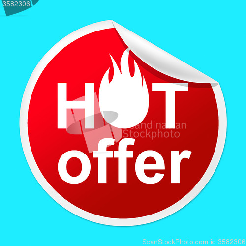 Image of Hot Offer Sticker Means Number One And Cheap