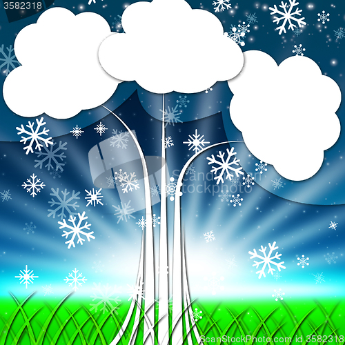 Image of Tree Background Shows Snowflakes Snowing And Winter\r