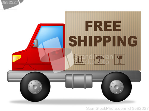 Image of Free Shipping Shows Truck Postage And Delivering