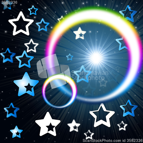 Image of Rainbow Circles Background Means Glowing Star And Stars\r