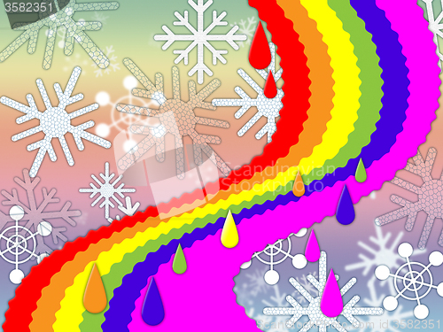 Image of Rainbow Background Means Snowing Winter And Promise\r