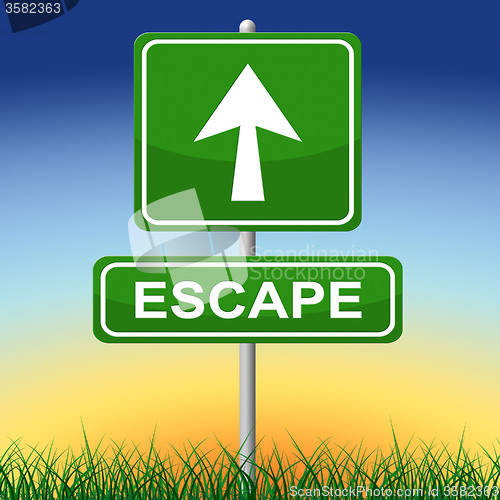 Image of Escape Sign Represents Get Away And Arrow