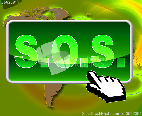 Image of Sos Button Indicates World Wide Web And Support