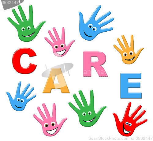 Image of Kids Care Means Look After And Children
