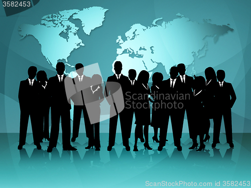 Image of World Map Means Group Of People And Businessmen