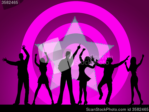 Image of Dancing People Means Disco Music And Celebration