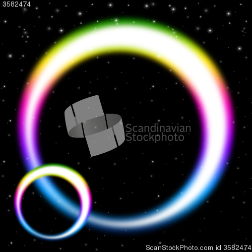 Image of Rainbow Circles Background Shows Colorful Bands In Space\r