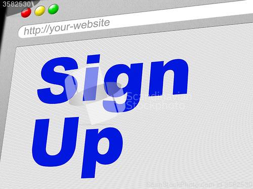 Image of Sign Up Shows Subscribe Register And Online