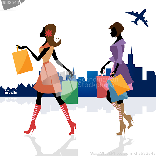 Image of Women Shopping Means Commercial Activity And Adult