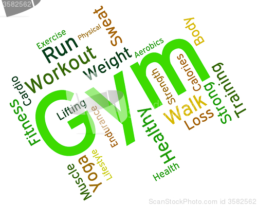 Image of Gym Wordcloud Shows Get Fit And Exercising