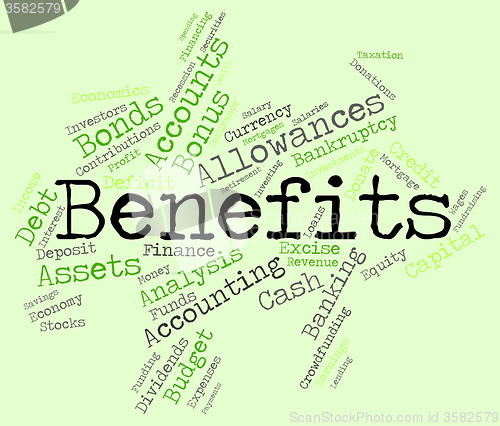 Image of Benefits Word Indicates Reward Words And Wordcloud
