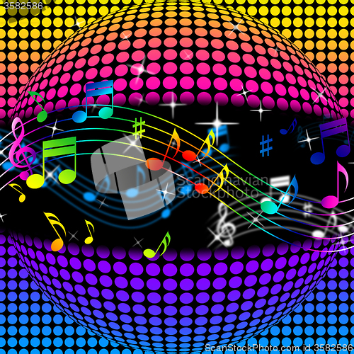 Image of Music Disco Ball Background Shows Colorful Musical And Clubbing\r