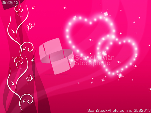 Image of Pink Hearts Background Means Love Family And Floral\r