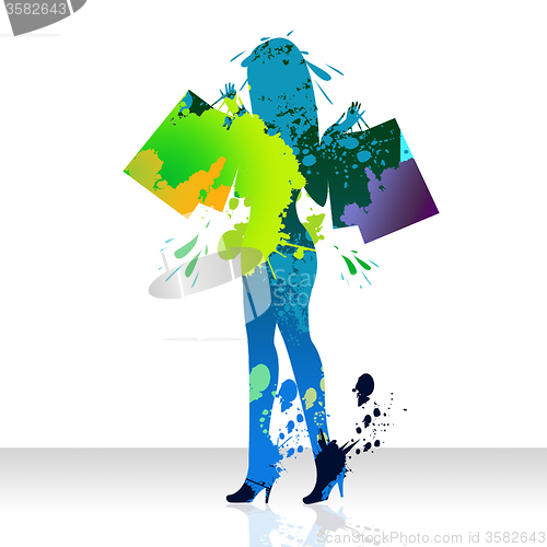 Image of Shopper Woman Means Retail Sales And Buying