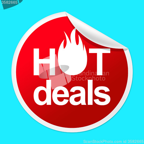 Image of Hot Deals Sticker Indicates Number One And Best