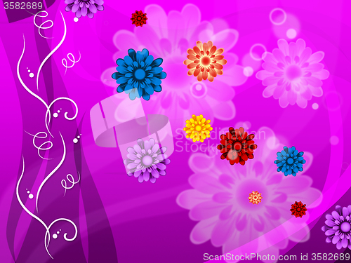 Image of Purple Floral Background Means Colorful Flowers And Petals \r