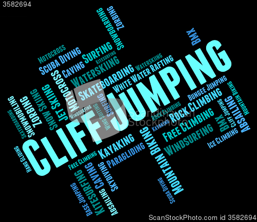 Image of Cliff Jumping Indicates Text Words And Rock