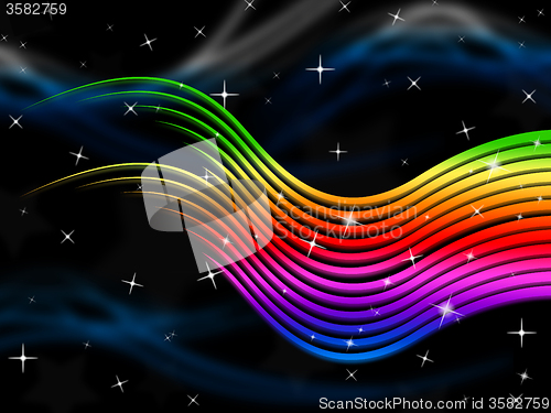 Image of Rainbow Stripes Background Shows Multi-Colored Lines And Stars\r