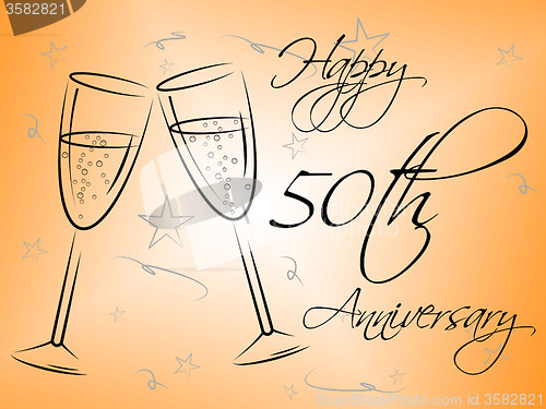 Image of Happy Fiftieth Anniversary Means Romantic Annual And Message