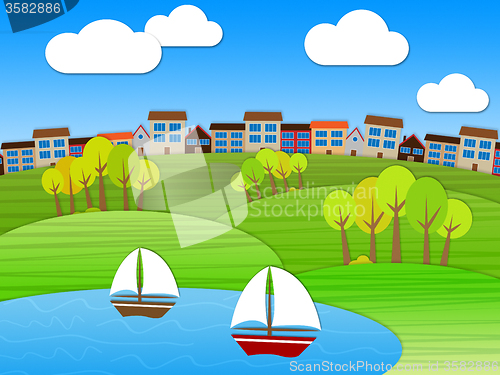 Image of Sea Landscape Represents Meadow Relaxing And Meadows