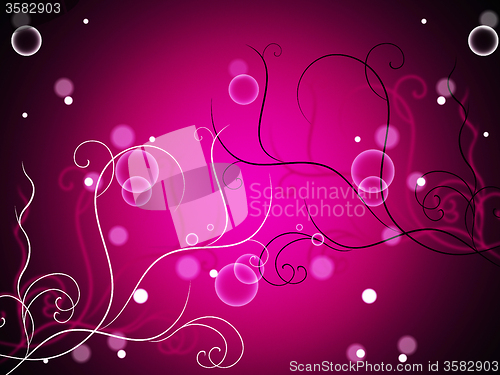 Image of Floral And Bubbles Background Means Botanical Flowery Decoration