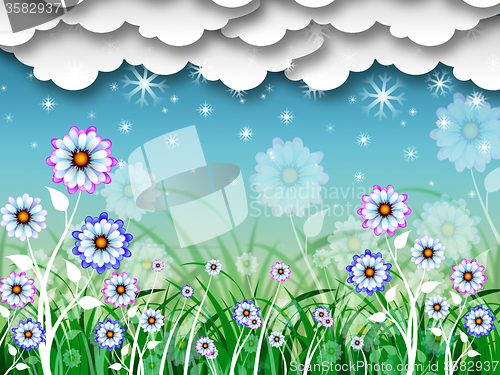 Image of Flowers Background Shows Planting Gardening And Growth\r