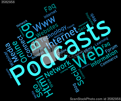Image of Podcast Word Indicates Broadcast Webcasts And Streaming