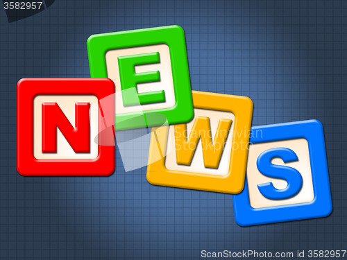 Image of News Kids Blocks Indicates Social Media And Article