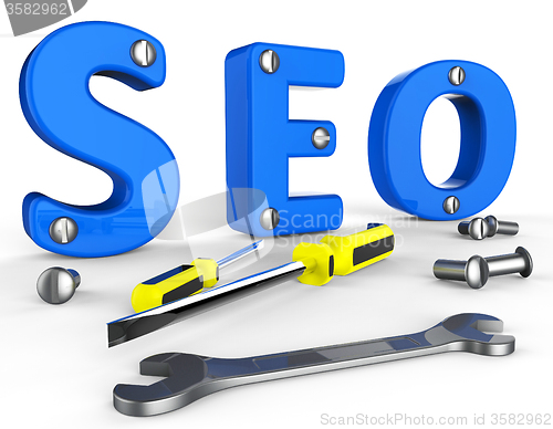 Image of Search Engine Optimization Indicates Gathering Data And Information