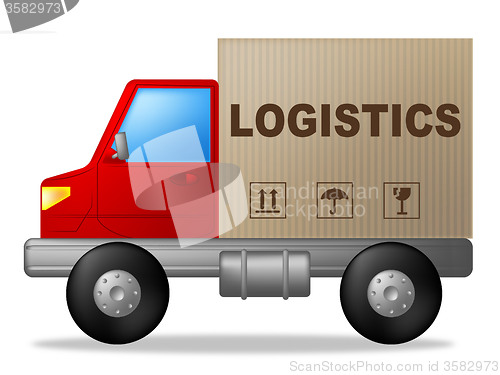 Image of Logistics Truck Shows Strategies Logistical And Transporting