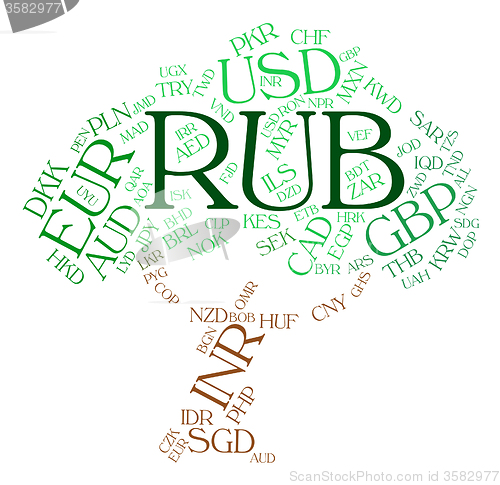 Image of Rub Currency Shows Russian Rubles And Coin